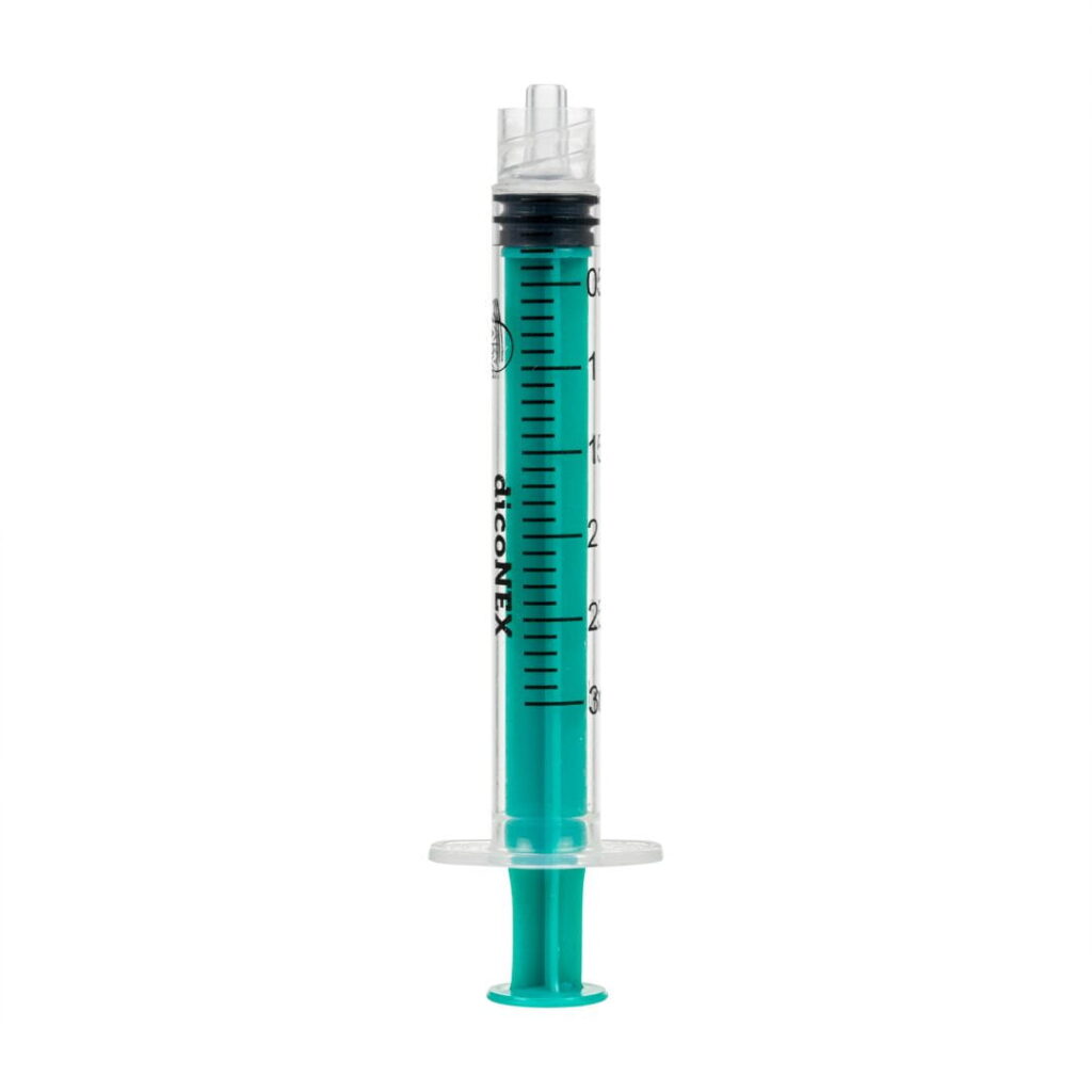 Strzykawki 3-częściowe DICONEX 5ml Luer lock zielony tłok (10szt)