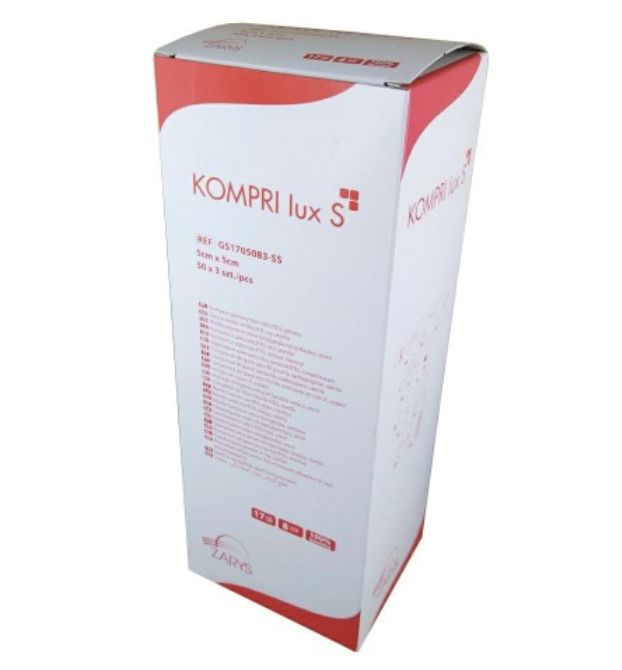 KOMPRI LUX S 17N 8W 5 x 5cm 3szt (50blistrów x 3szt) PUDEŁKO kompresy gazowe JAŁOWE