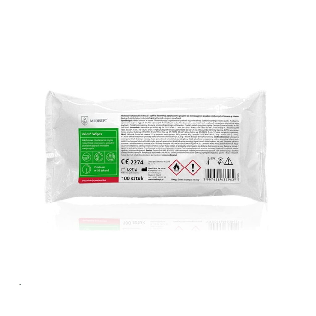 VELOX WIPES WKŁAD chusteczki do dezynfekcji alkoholowe (100szt)